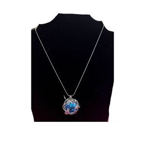 925 Sterling Silver Abalone Pendant Women's Necklace Nature Leaf Design